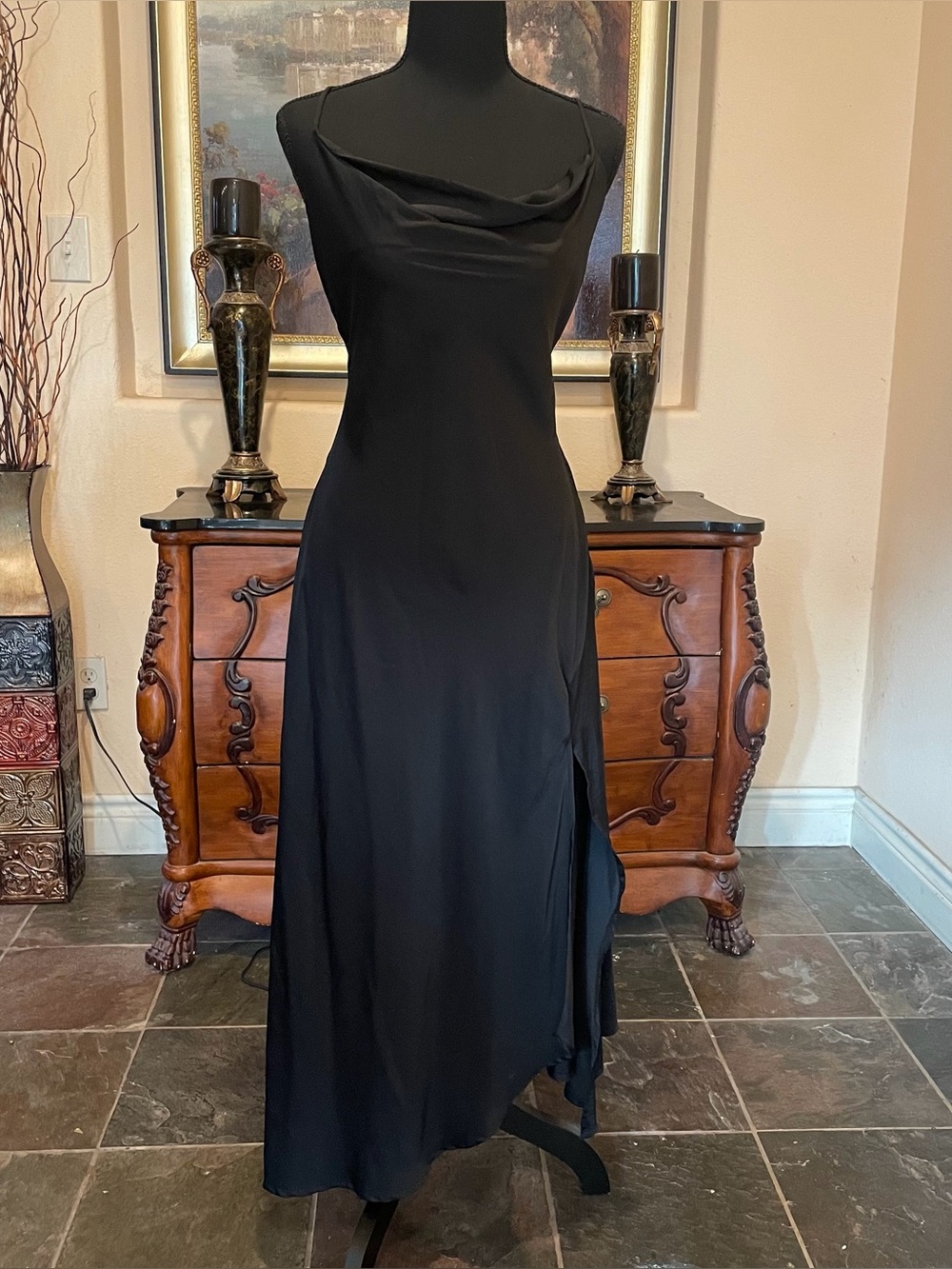 ASTR Black Cowl Neck Slip Dress